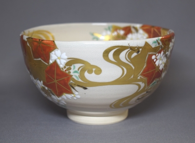 鵬雲斎書付 宮川香雲作 色絵 蜻蛉 茶碗 共箱 共布 茶道具 鵬雲斎書付