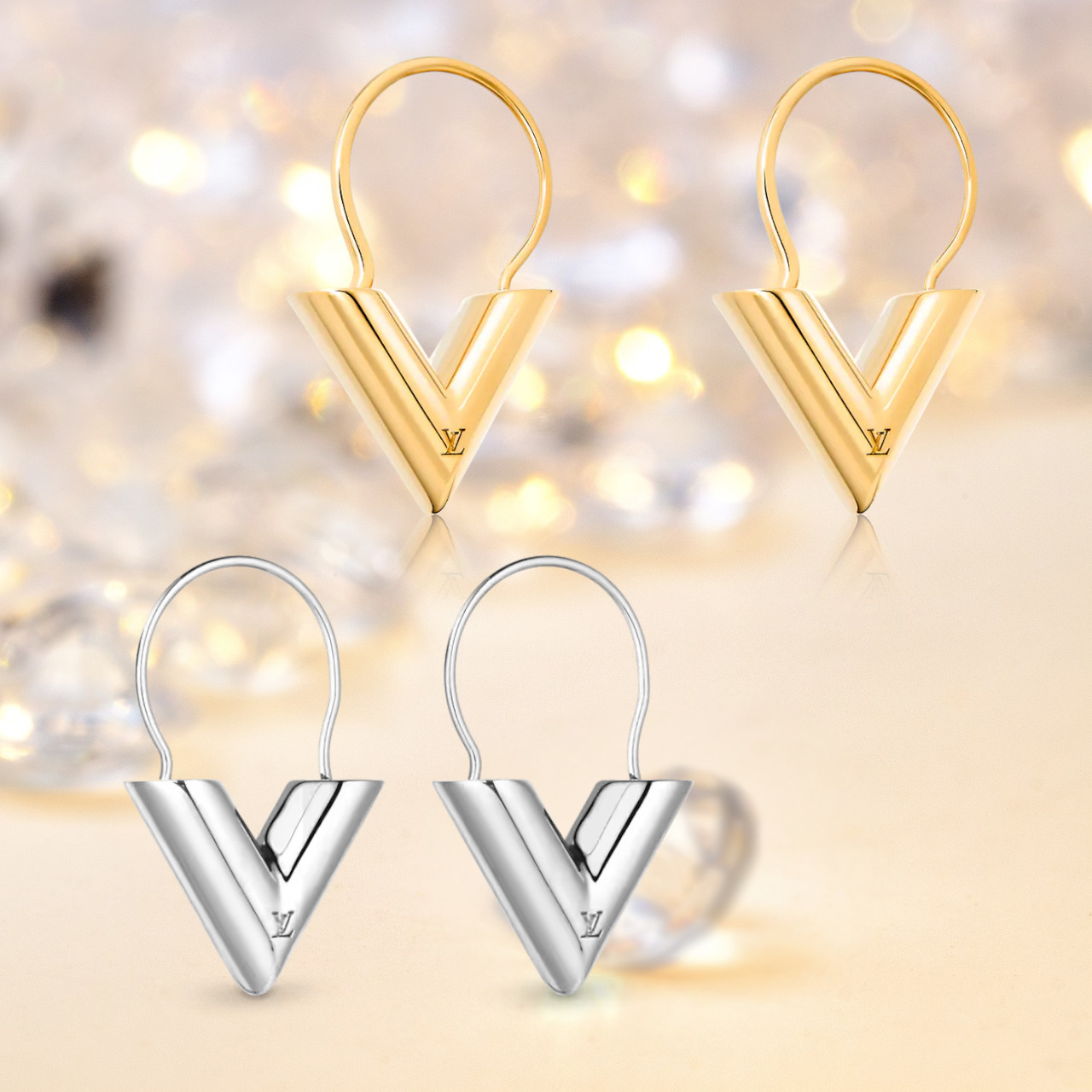 R:ルイヴィトン V字型シルバー色ピアス(片耳) R:ルイヴィトン V字型