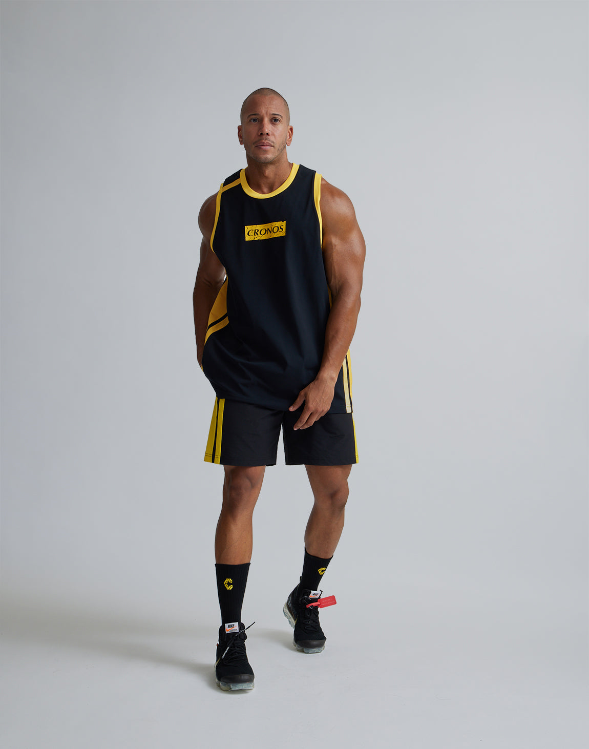 CRONOS 2LINE MESH SLEEVELESS【BLACK×YELLOW】