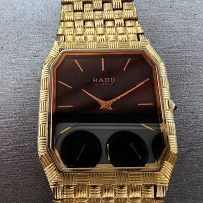 新品電池】RADO オクタゴン ゴールド ブラック文字盤 ビンテージ