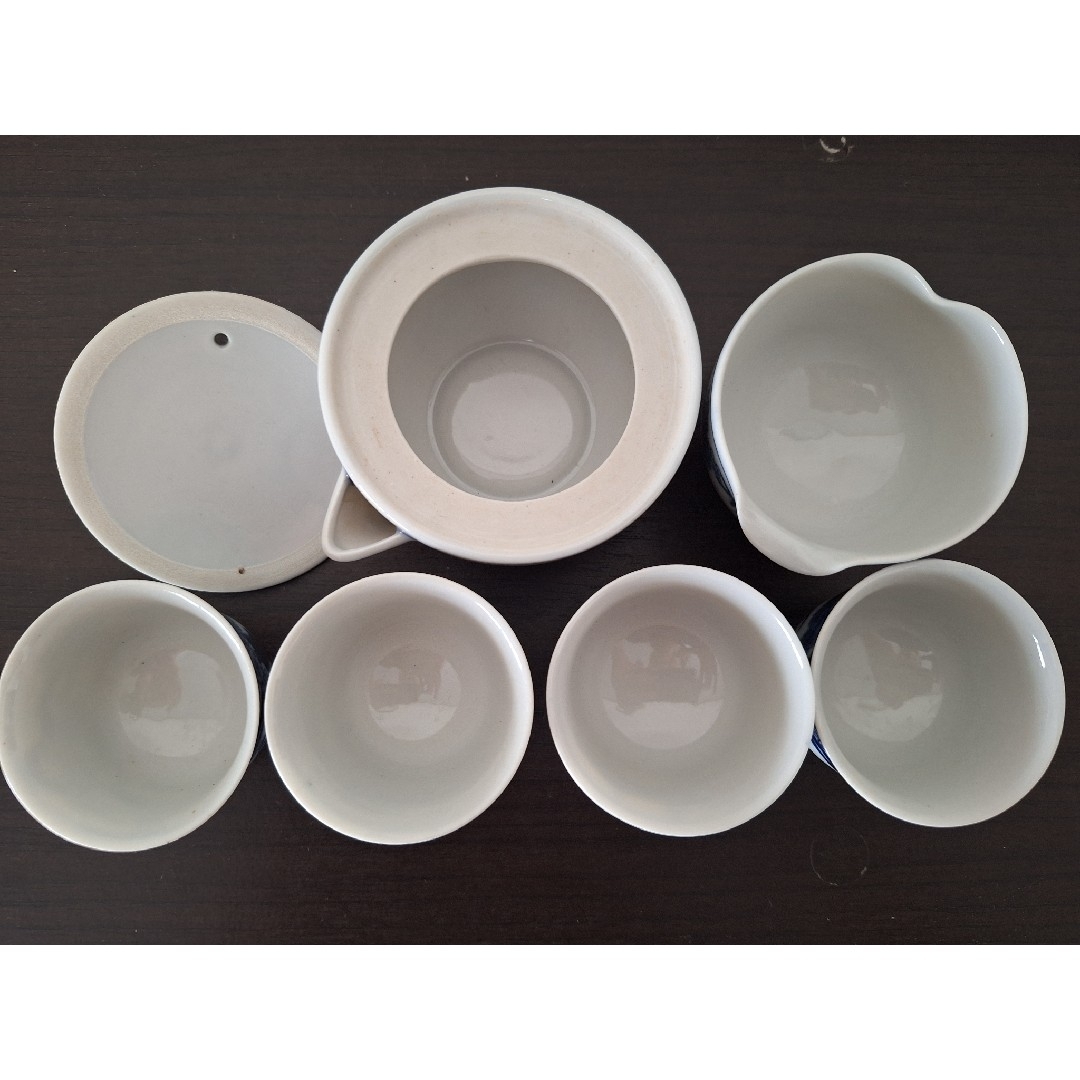 煎茶器 揃 松竹梅 九谷焼 染付 煎茶道具 未使用 湯冷まし 茶杯