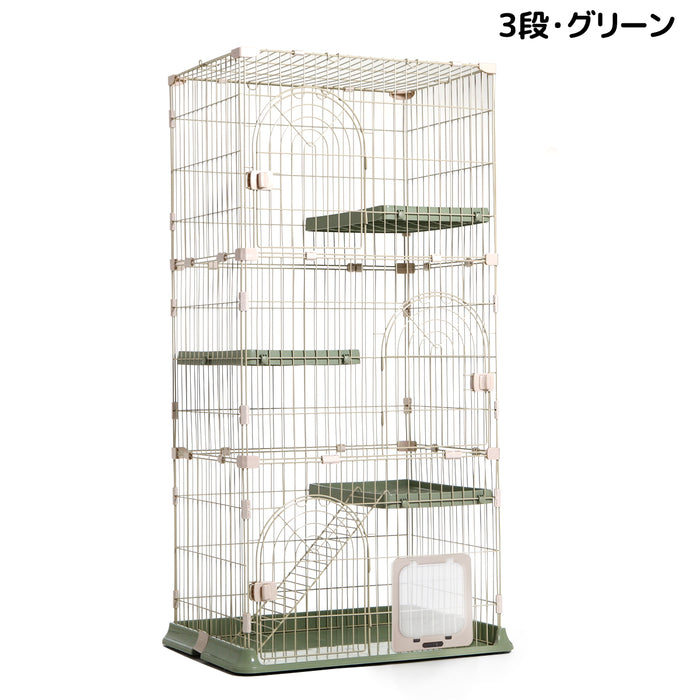 RAKU 猫ケージ キャットケージ 3段階組み替え ホワイト RAKU 猫ケージ