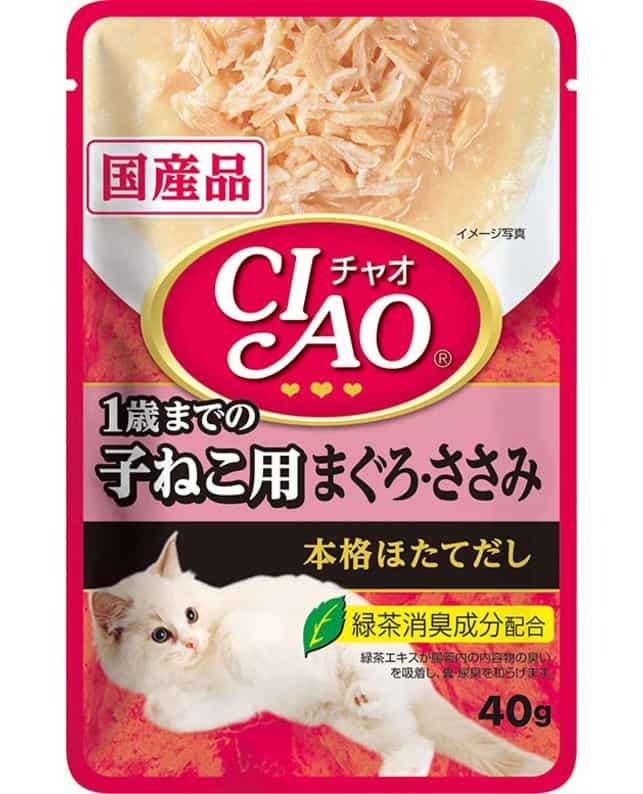 いなば CIAO パウチ 1歳までの子ねこ用 まぐろ・ささみ 40g