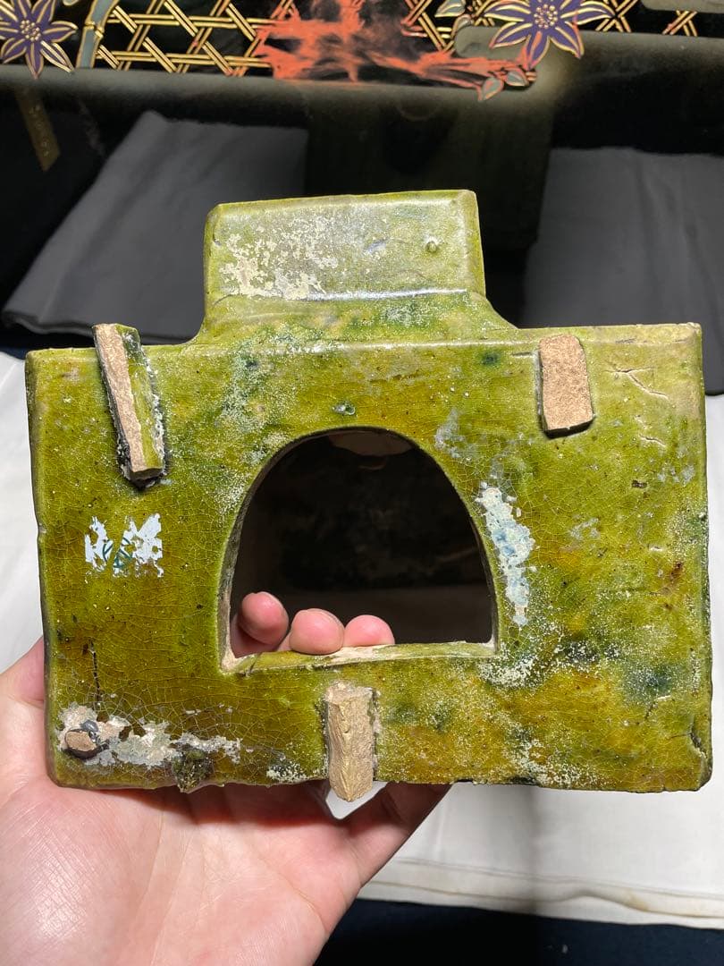漢緑釉。灶台。漢時代。陶器。古美術。骨董品。舊家蔵出し。稀少