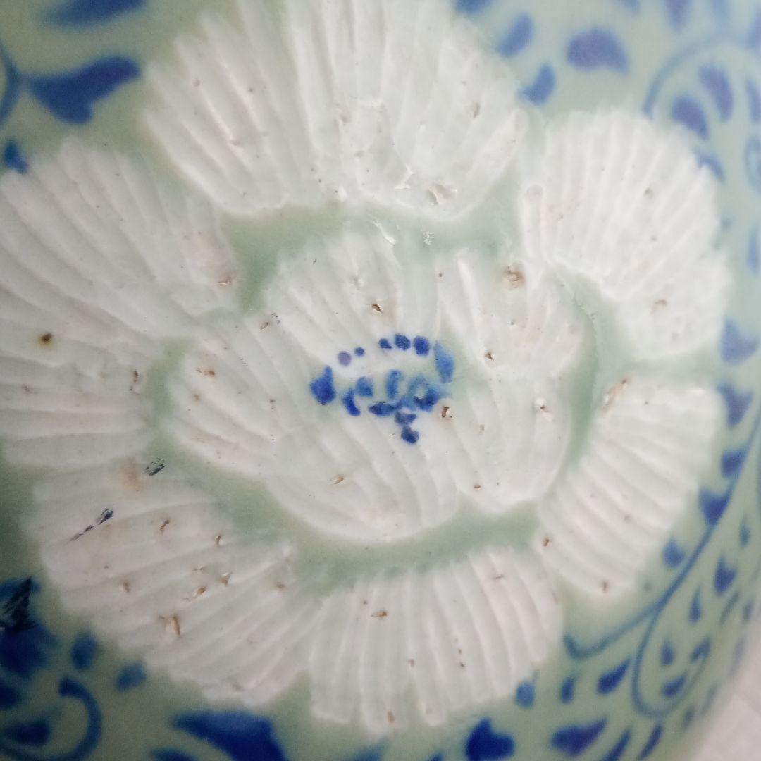 骨董 火鉢 陶器 睡蓮鉢 五徳付き