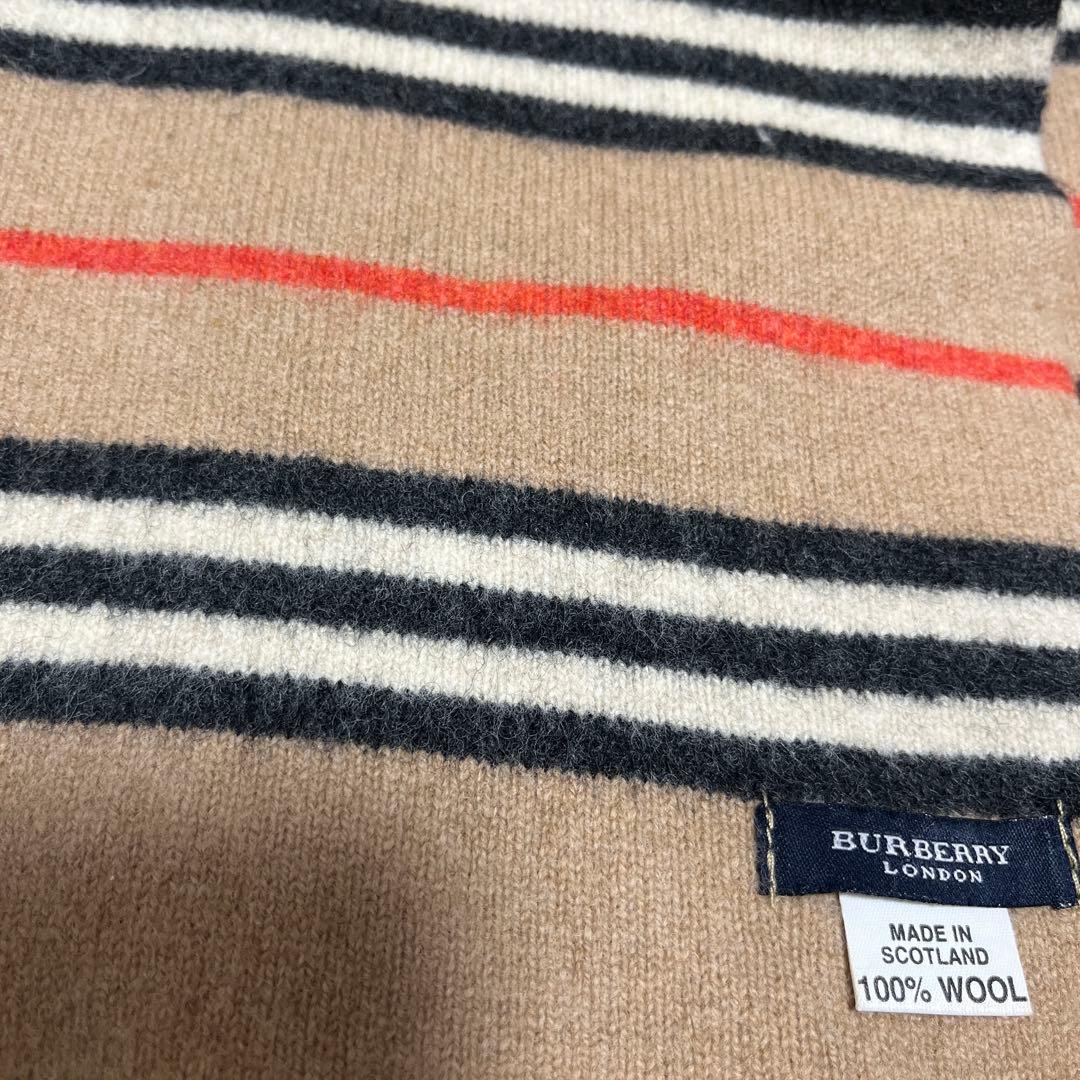 BURBERRY ストライプ マフラー 100%ウール - メルカリ