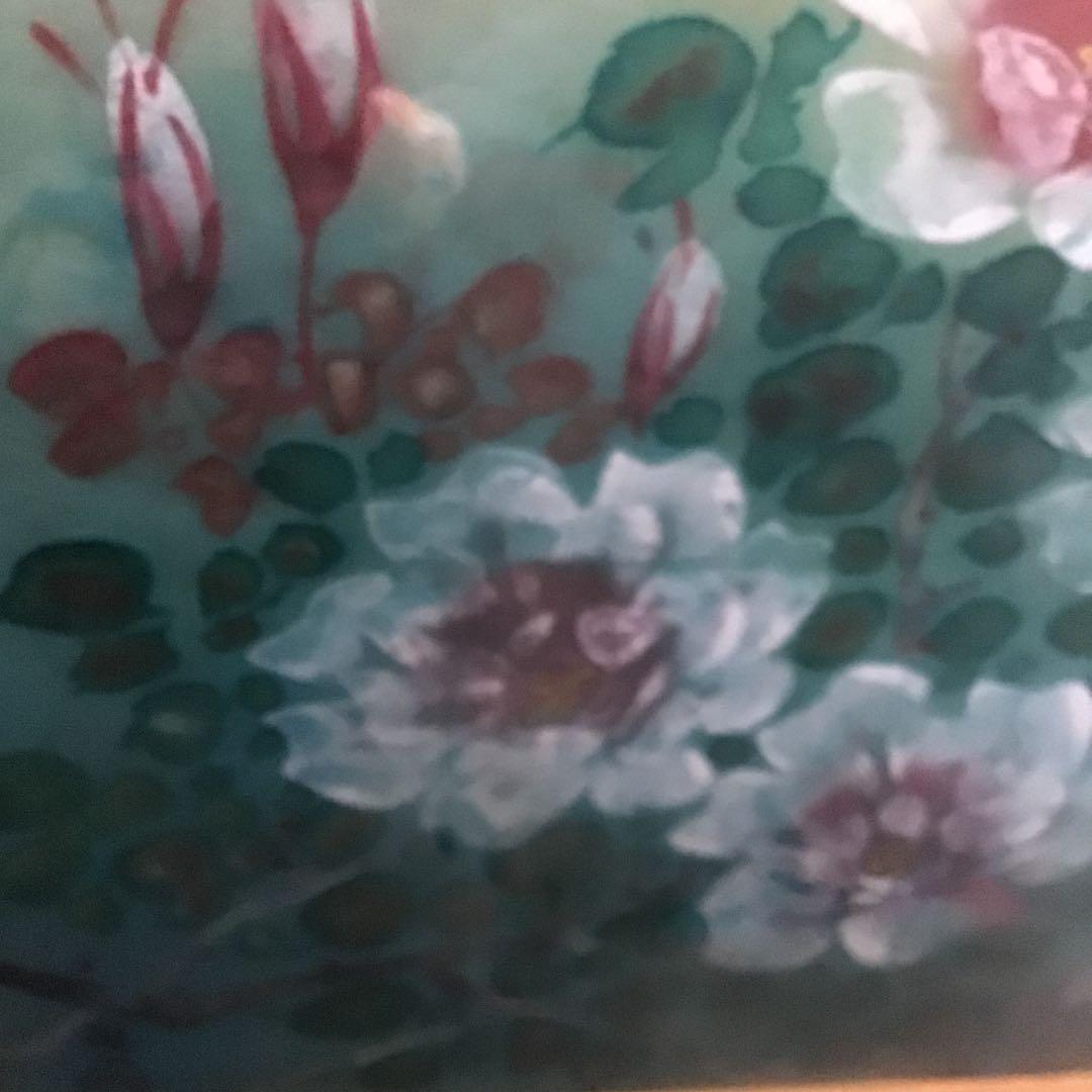 絵画 油絵つるバラの絵画です。銘有り。硯山作。新春売り切り価格です‼️