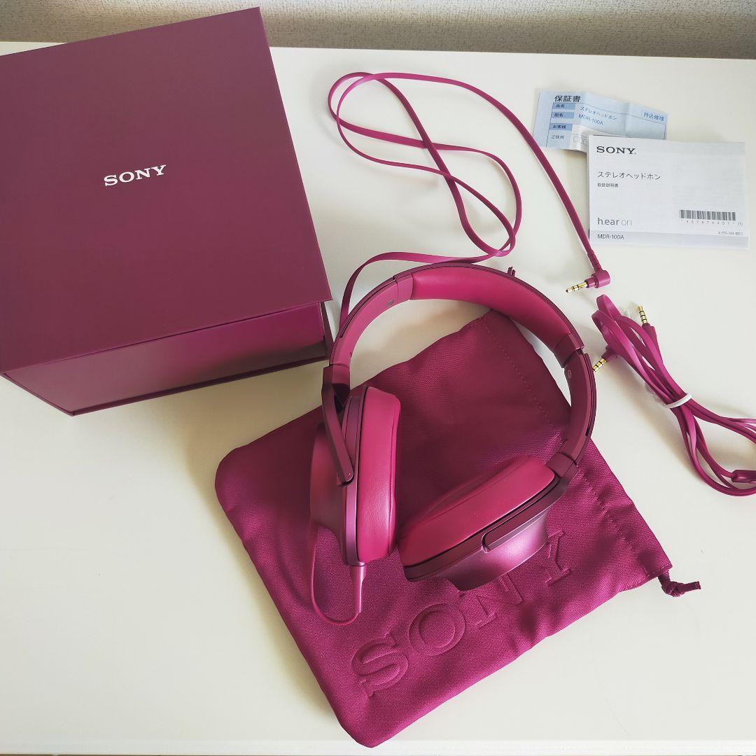 【美品】SONY ヘッドフォン h.ear on MDR-100Aボルドーピンク h.ear on (MDR-100A) | ヘッドホン | ソニー